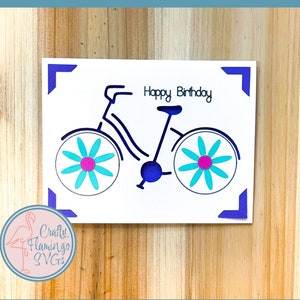 Carte d’anniversaire de vélo avec fichier SVG enveloppe pour Cricut, carte d’anniversaire avec vélo, carte d’anniversaire cycliste, carte de vélo SVG, vélo SVG
