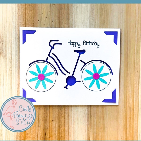 Bicycle Birthday Card with Envelope SVG File for Cricut, Birthday Card with Bicycle, Cyclist Birthday Card, Bicycle Card SVG, Bicycle SVG