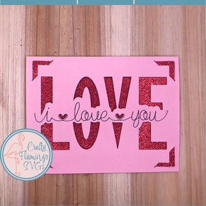 Te amo tarjeta con sobre, tarjeta de San Valentín Cricut, te amo tarjeta de San Valentín, tarjeta Cricut, tarjeta de San Valentín fácil svg, te amo tarjeta insertada