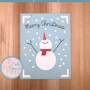 Cartão de inserção de boneco de neve, Cartão de feliz Natal de boneco de neve, Cartão de Natal com envelope SVG, Cartão de globo de neve, Cartão de inserção de Natal, Cartão de boneco de neve