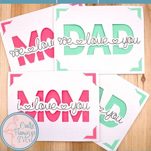 Mother&#39;s Day Card with Envelope, Father&#39;s Day Card Cricut, I Love You Mom SVG, I Love You Dad Card, We Love You I Love You Mom Dad Bundle