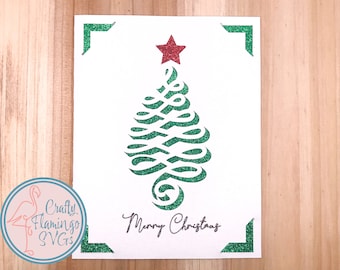Carte de sapin de Noël SVG : motif gribouillis scintillant (téléchargement numérique)