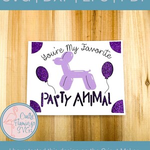 Carte de fête animaux Tu es ma préférée avec enveloppe SVG pour machine de découpe Cricut, carte animal ballon, carte animal fête montgolfière pour enfants