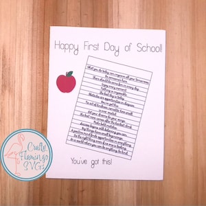 Erster Schultag Print Karte, ermutigende Worte für die Schule, Back to School Karte mit Umschlag, einfache Cricut Back to School Karte