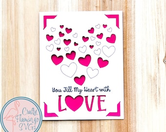 Heart Valentine Card SVG: Cricut Insert Card with Envelope (Digital Download)