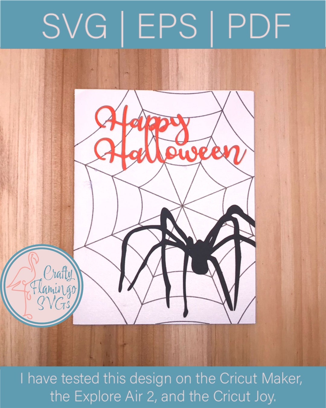 Spider  Halloween Card, Happy Halloween Card SVG, Spider  Card, Halloween Card With