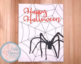 Spider Web Halloween Card, Happy Halloween Card SVG, Spider Web Card, Halloween Card with Envelope, Cricut Halloween Invitation, Cricut Card