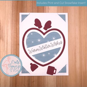 Cartão de desejos de inverno quente, cartão de Natal Easy Cricut, cartão de inserção de Natal, cartão de férias divertido, cartão de Natal com envelope SVG, cartão de inserção