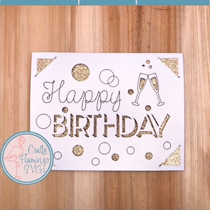 Tarjeta de cumpleaños con champán, tarjeta de celebración de cumpleaños, tarjeta de feliz cumpleaños con sobre, tarjeta de burbujas de champán, tarjeta de feliz cumpleaños SVG
