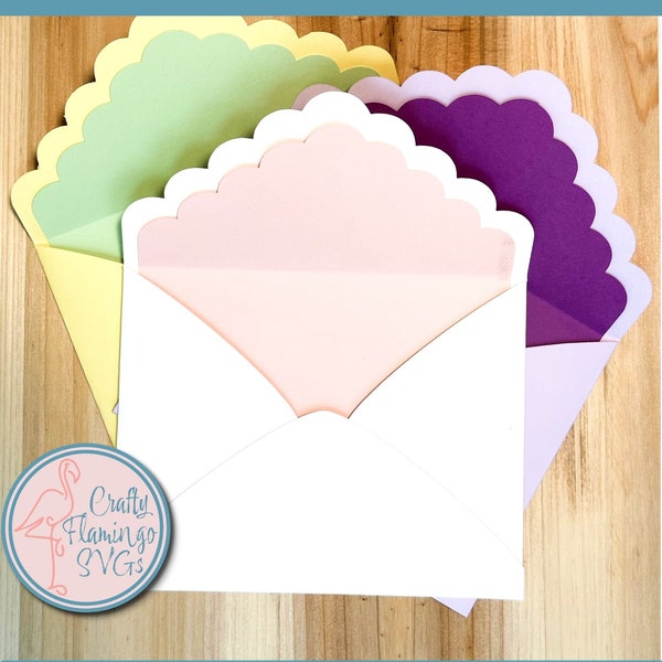 A2 R20 Scalloped Envelope with Liner SVG for Cricut, Decorative Envelope Template, Printable Envelope Template, Cricut Envelope with Liner