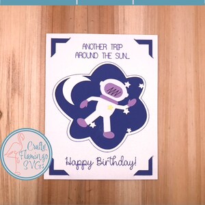 Astronaut Birthday Card SVG, Space Birthday Card, Trip Around the Sun Card, Easy Cricut Birthday Card, Happy Birthday Card with Envelope SVG
