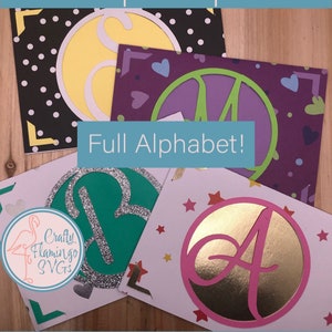 Monogrammkarte mit Umschlag, Monogrammkarte, Karte mit Initialen, Monogrammkartensets, Monogrammkarten SVG, Easy Cricut Karte