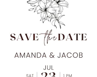 Save the Date, Customizable, Wedding, Download, Save the Date Invitation