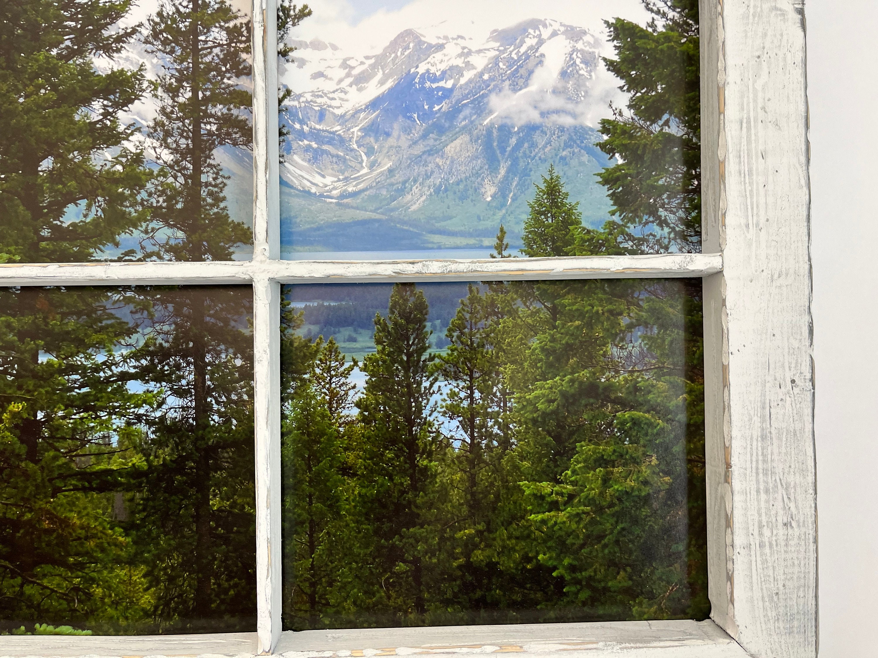 White Distressed Window Pane Picture Frame Featuring Photo of Etsy