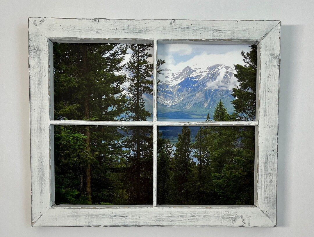 White Distressed Window Pane Picture Frame Featuring Photo of Etsy