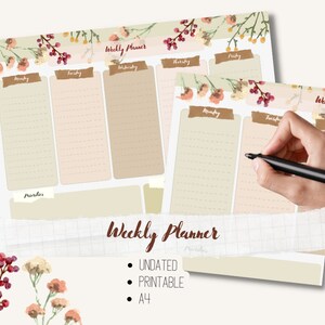 Digitale afdrukbare weekplanner + gratis "Bedankt"-kaart