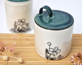 Porcelain lidded jar - handmade ceramic lidded container