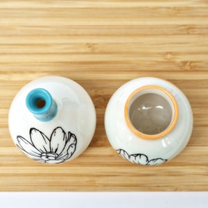Set of 2 small porcelain bottles decorative floral vase handmade ceramics pottery image 9