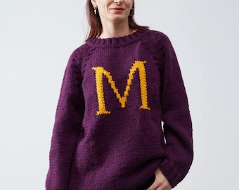 Monogram Weasley Jumper Letter Magic Gift Handmade Custom Wool Sweater Pullover Christmas for him her