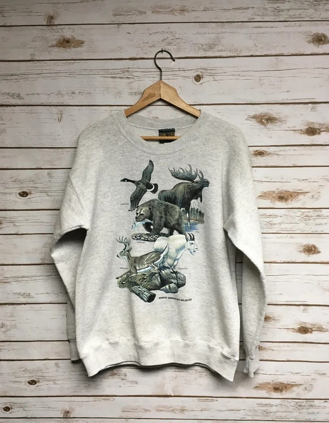 Vintage North American Wildlife Crewneck Sweatshirt Super Soft Moose ...
