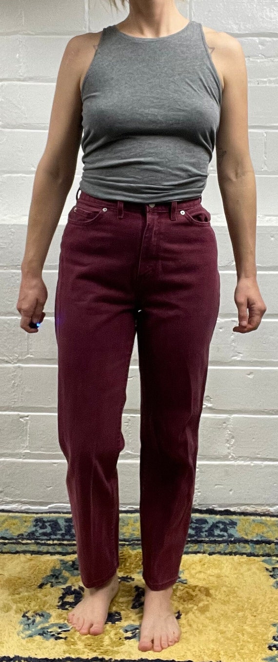 Vintage High Waisted Womens Faded Glory Maroon Burgundy Red Jeans Petite Size 10 Etsy