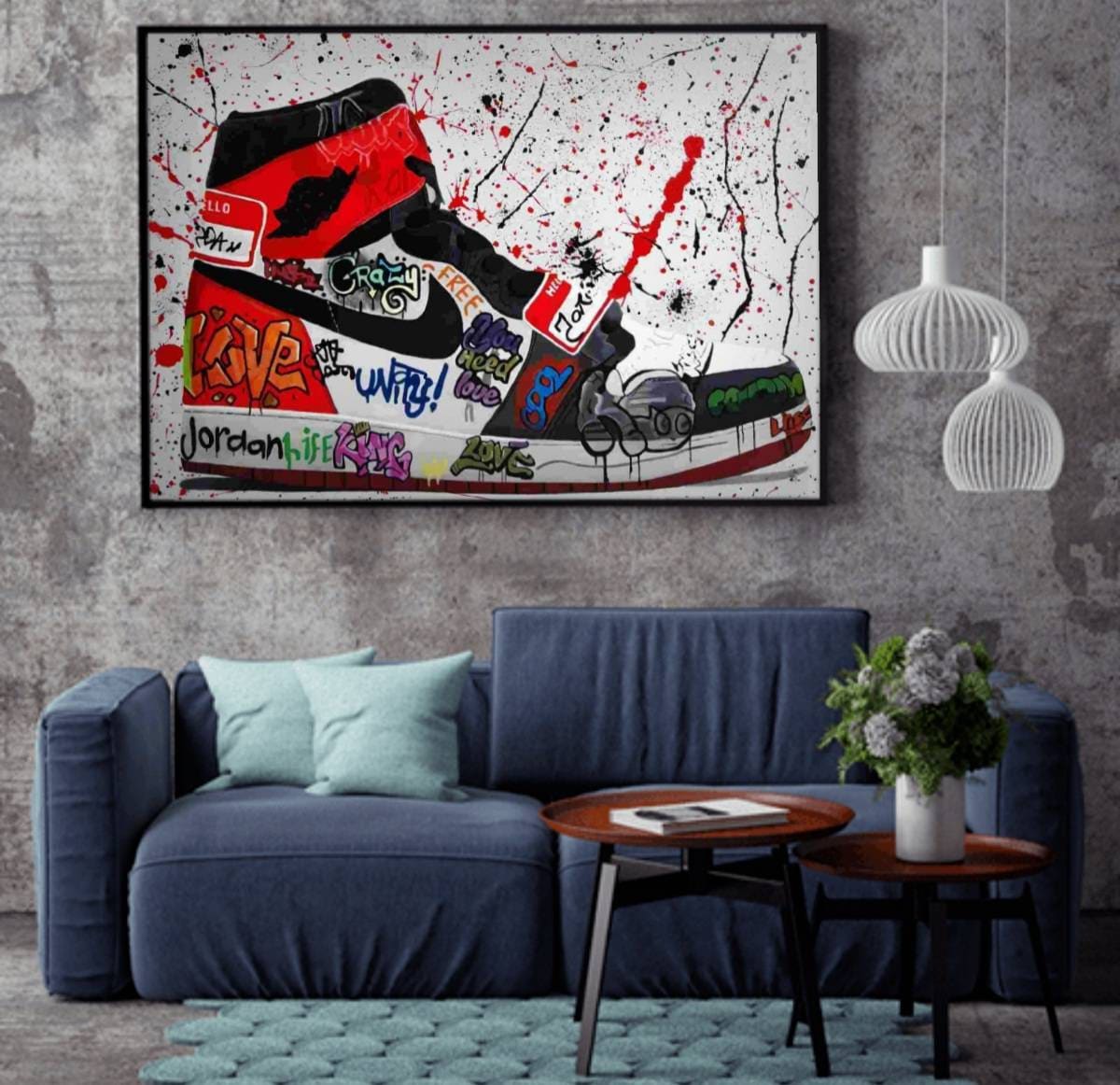 【D・新品 No 191】 ポップアートパネル NIKE エア ジョーダン Sneaker Jordan Original Acrylic Painting Graffiti Wall Decor
