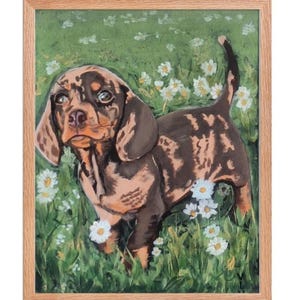 Dachshund Dog Custom Pet Portrait From Photo Favorite pet Remembrance gift Personalized art Gift for dog lover Framed picture