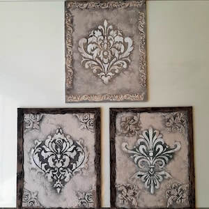 Peintures en plâtre 3D à texture mandala sur toile sur panneau dur encadrées Décoration d'intérieur bohème Image de yoga Décoration murale mandala antique Prix pour un