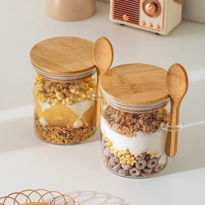 2/4 Pack Overnight Oats Containers with Lid and Spoon, 12 Oz Mason Jars  Storage Container Overnight Oats Jars, Airtight Jars for - AliExpress