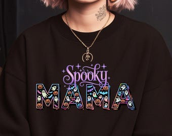 Retro Galactic Spooky Mama PNG: Halloween Sublimation Design (Digital Download)