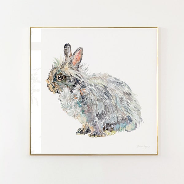 Lionhead Bunny Rabbit Art Print - Beautiful hand painted design for kids room, nursery decor or gift for bunny moms!