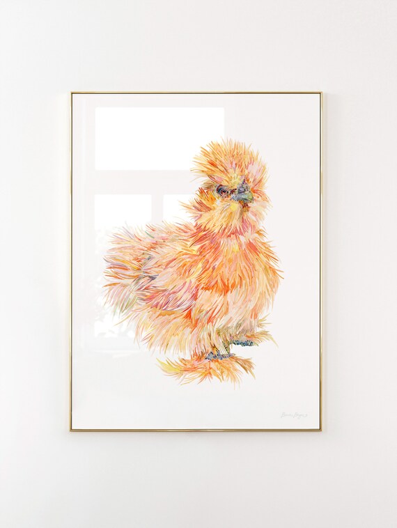 Watercolor Silkie Chicken Art Print: Eco-Friendly Inks
