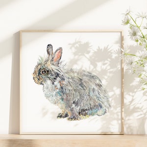 Lionhead Bunny Rabbit Art Print: Watercolor Giclée, Nursery Decor - Etsy