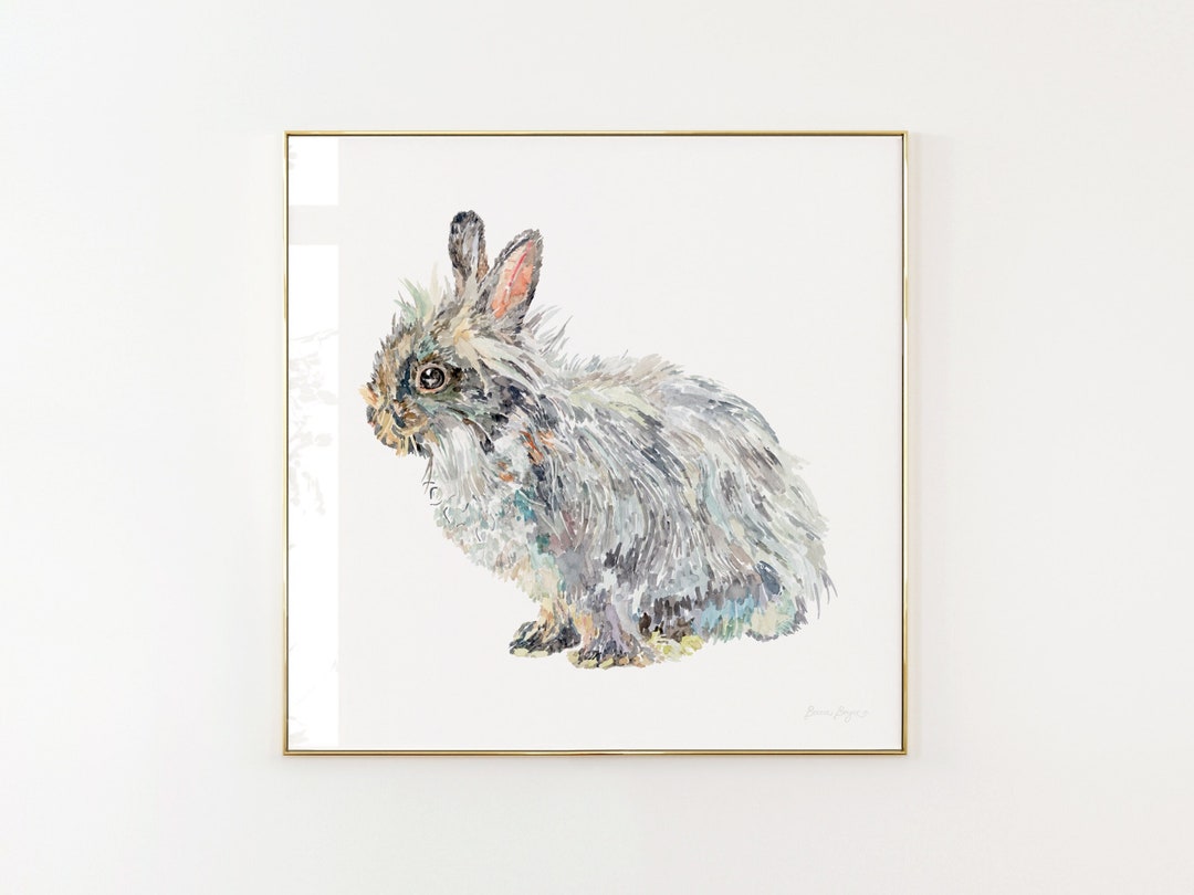 Lionhead Bunny Rabbit Art Print: Watercolor Giclée, Nursery Decor - Etsy