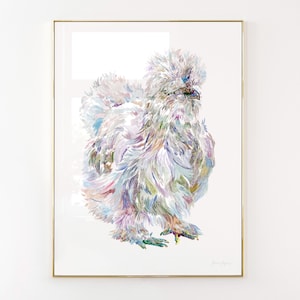Watercolour Silkie Chicken Art Print - Beautiful hand painted design and the perfect gift for chicken moms and silkie mamas!