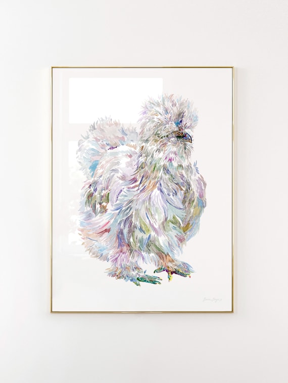 Watercolor Silkie Chicken Art Print: Giclée Fine Art