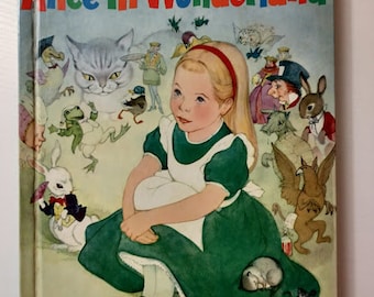 Beau livre pour enfants d'Alice au pays des merveilles de 1955