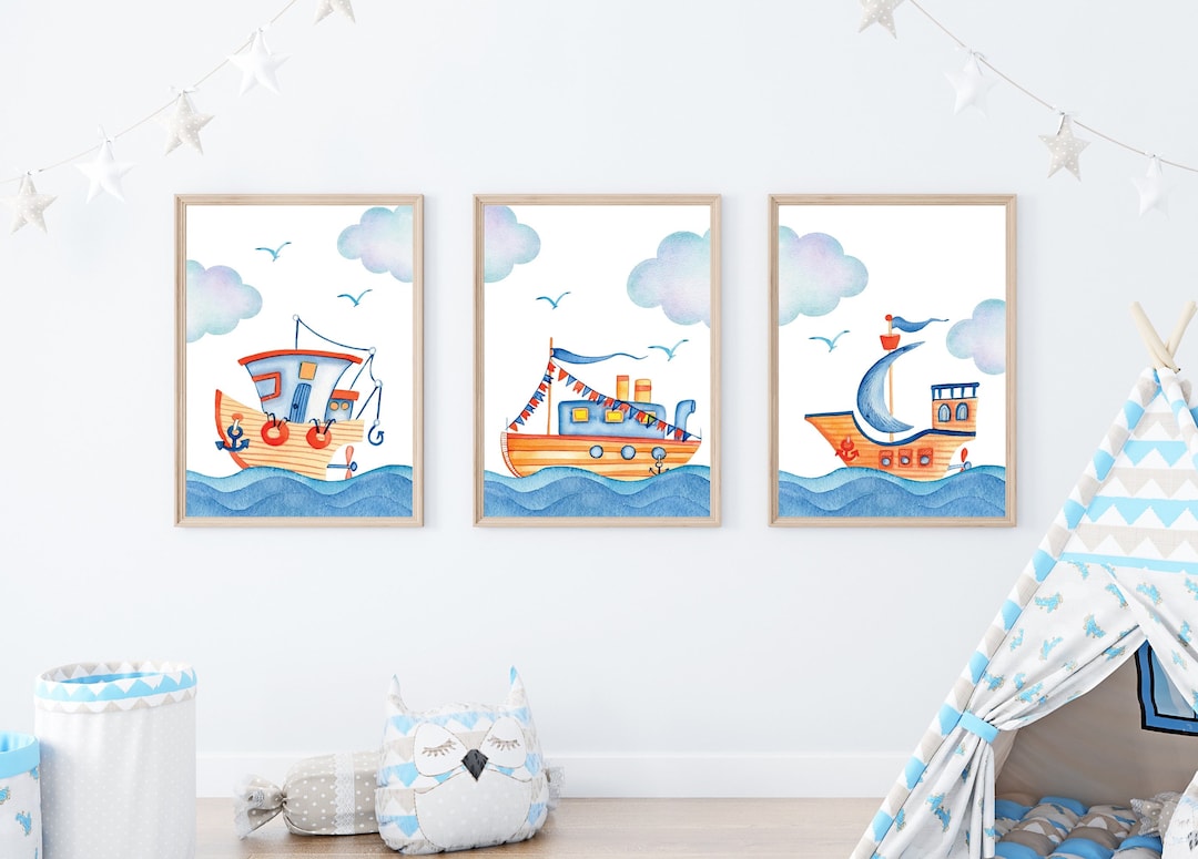 Nursery Wall Decor for Boy Room Decor Set of 3 Art Prints for Boy ...
