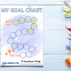 Goal Chart Kids Printable Rewards Chart Tracker Sticker Etsy UK