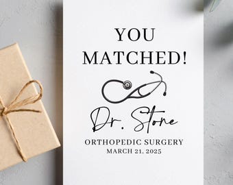 Personalized Match Day Card, Custom Residency Match Gifts, Doctor Residency Gifts, You Matched Card, Residency Match Gift, Resident Doctor