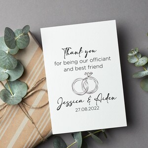 Officiant Thank You Card, Marriage Officiant Gift Wedding Day, Officiant Gift Ideas, Best Friend Officiant Thank You Gift From Bride & Groom