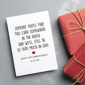 Happy 16th Anniversary Card, Custom Sixteenth Anniversary Card For Husband, 16 Years Wedding Anniversary Gift, Funny Card For Him