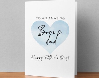 Cute Bonus Dad Father's Day Card, Father's Day Gift From Step Daughter, Bonus Dad Fathers Day Gift, Stepdad Card, Bonus Dad Gift From Her