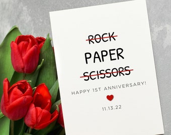 Happy Paper Anniversary Card, Custom First Anniversary Card For Wife, 1 Year Wedding Anniversary Gift, One Year Anniversary Card For Her