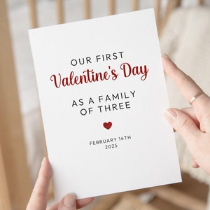 First Valentine's Day As Family of Three Card, New Daddy Valentine's Day Card, New Mommy Card, Valentine's Day Card For Husband, Wife Gift