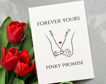 Girlfriend Anniversary Card, Couple Custom Names, Relationship Celebration Card, Couple Holding Hands, Forever Yours, Romantic Gift For Her