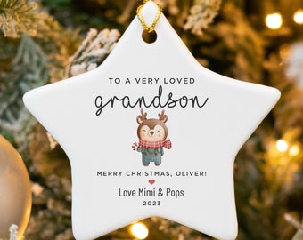 Personalized Star Ornament For Grandson, Grandson Cute Christmas Gifts From Grandparents, Xmas Gift From Grandma And Grandpa, Custom Gifts