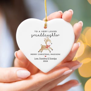 Merry Christmas To Our Loved Granddaughter Ornament, Cute Reindeer Ornament, Custom Christmas Gift From Grandma & Grandpa For Granddaughter
