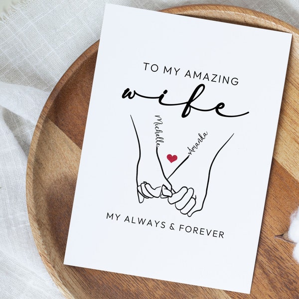 Personalized Wife Card, Wife Valentine's Day Card, Lesbian Gifts For Wife, Wife Anniversary Card, Cute LGBTQ Anniversary Gift, Wife Gift