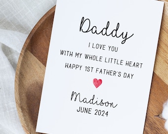 Personalized First Father's Day Card, Daddy First Fathers Day Gift, Card From Baby, New Dad First Father's Day Gift, From Baby Girl Card